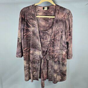 Vintage Studio 1940 Purple 2-in-1 3/4 Sleeve Blouse Tie Closure Size 14/16 (Q-9)